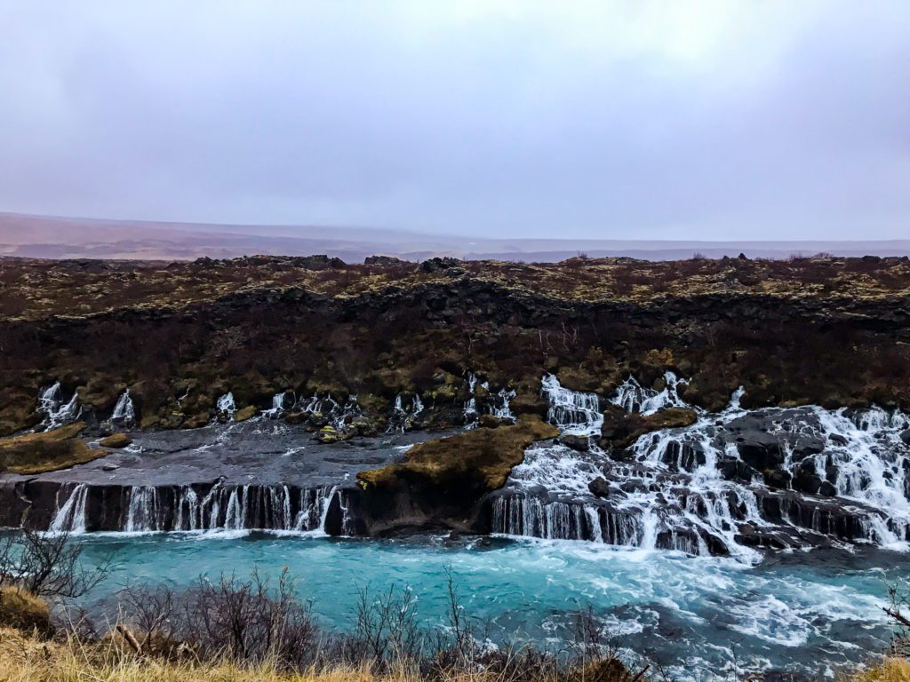 Hraunfossar and Barnafoss falls, Husafell, Iceland