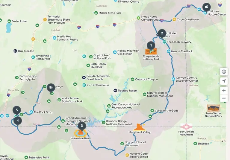 Utah Road Trip Map