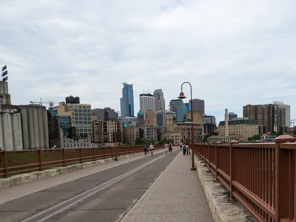 Walking on the Stone Arch Bridge Minneapolis