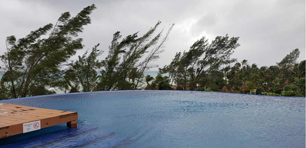 Hurricane Zeta pool view