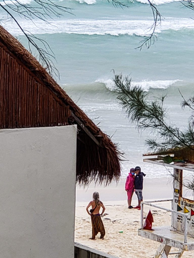 People on the beach during a hurricane
Playa del Carmen, Mexico