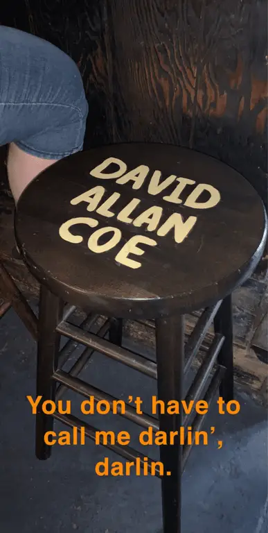 David Alan Coe barstool at Captain Tony's in Key West