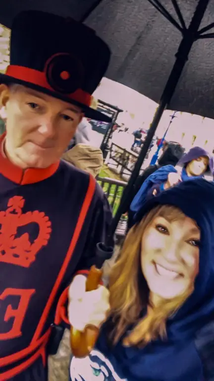 Peggy with a Beefeater - Tower of London