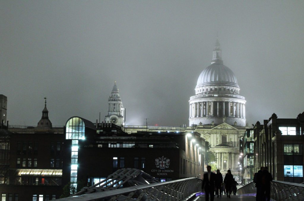 St. Paul's Cathedral and the City of London School across the Millennium Bridge