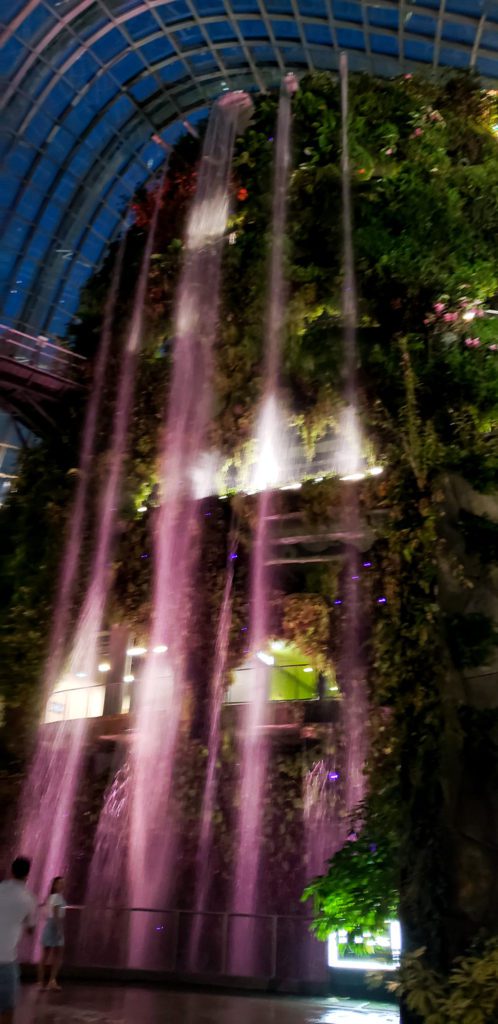 Singapore Gardens by the Bay - Cloud Forest Waterfall at night