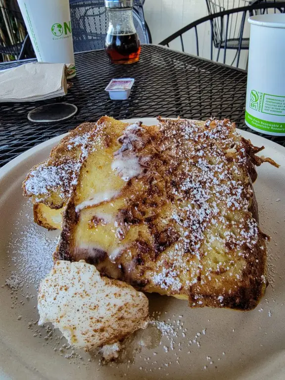 Coconut crusted french toast at Grandma's near Haleakala