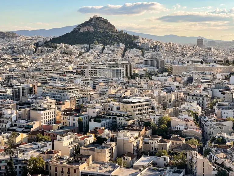 Parthenon, Acropolis.  View of Athens