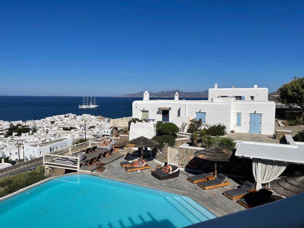View of from Vencia Boutique Hotel in Mykonos