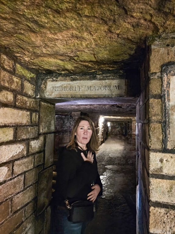 Peggy at the Catacombs of Paris